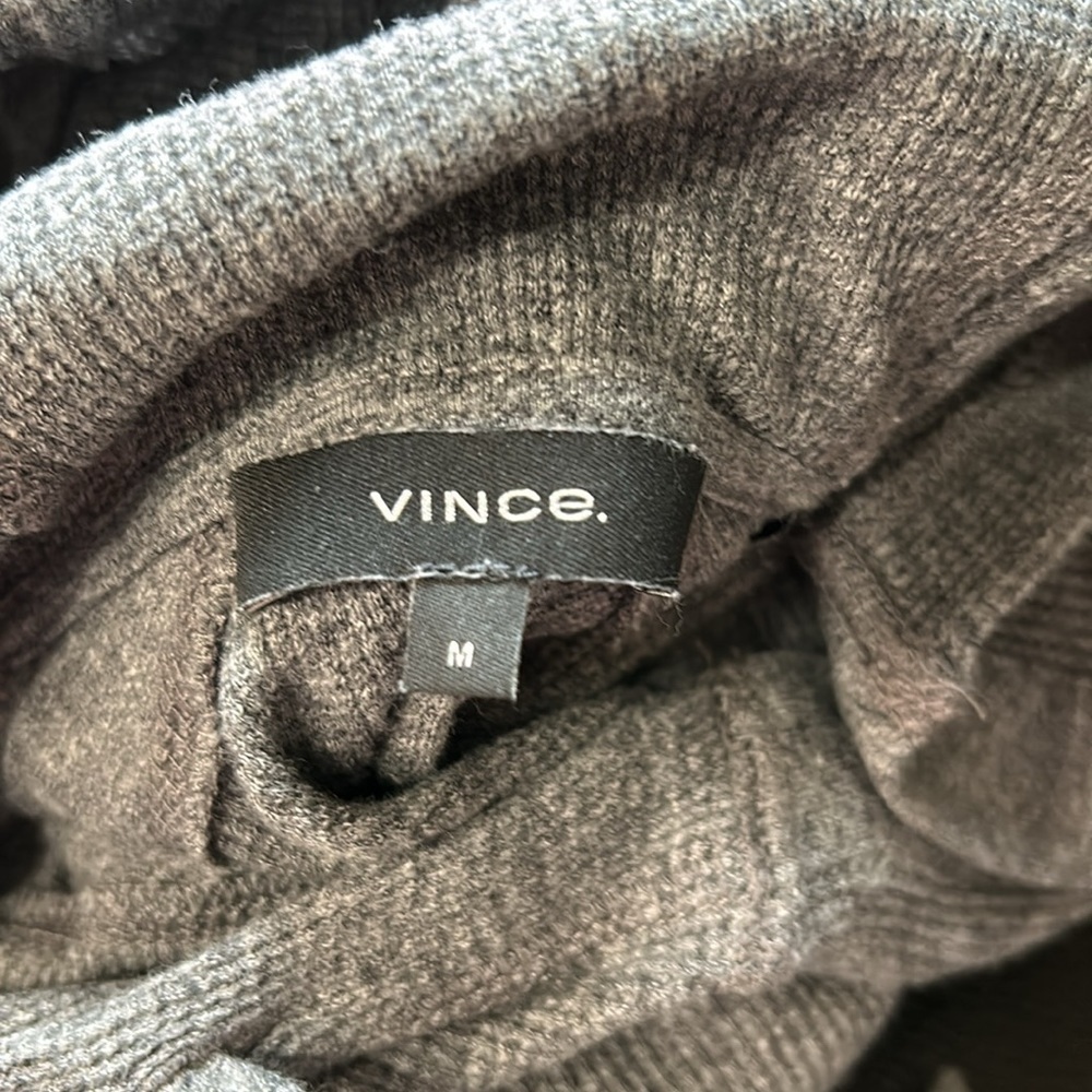 VINCE Mens Hoodie V Neck Long Sleeve Henley Button Placket Top Gray Sz M - Picture 8 of 10